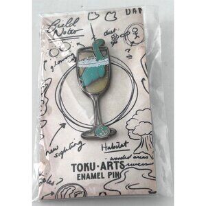 Loch Ness Monster Wine Glass Champ-agne Enamel Pin By Toku Arts